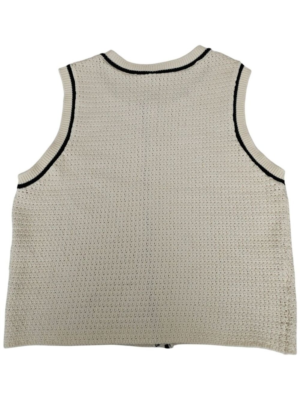 Magaschoni Cream Textured Knit Sleeveless Button-Front Sweater Vest Size Large - Picture 3 of 10